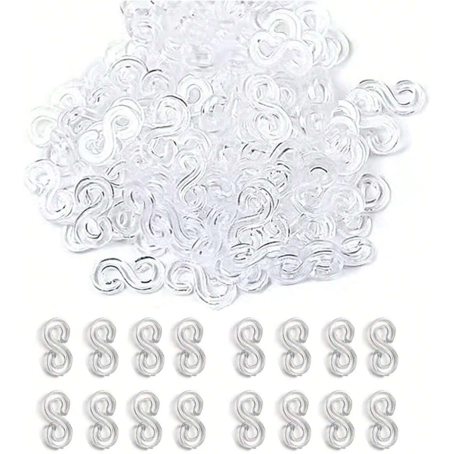 Clear Loom S Clips, Bracelet Connectors for Loom Bands - Set of 100