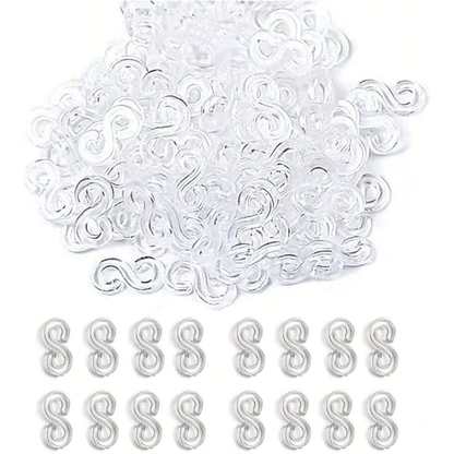 Clear Loom S Clips, Bracelet Connectors for Loom Bands - Set of 100