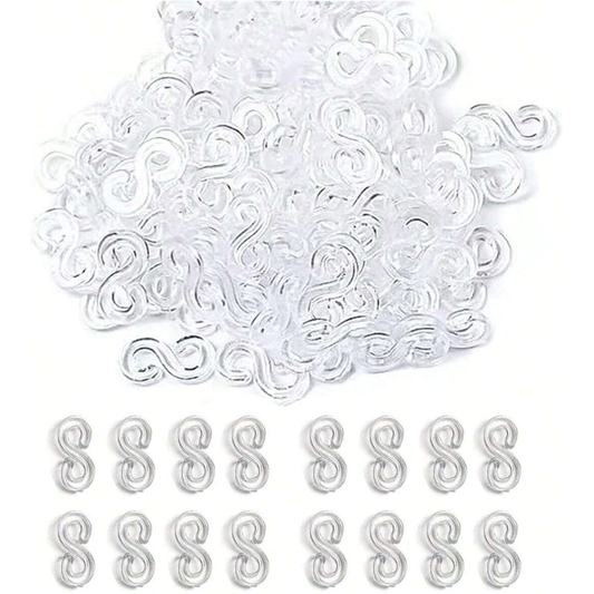 Clear Loom S Clips, Bracelet Connectors for Loom Bands - Set of 100