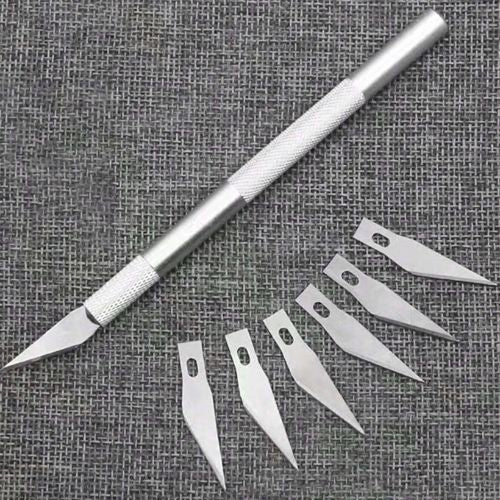 Silver Craft Knife with 5 Spare Blades - Scribble and Scratch