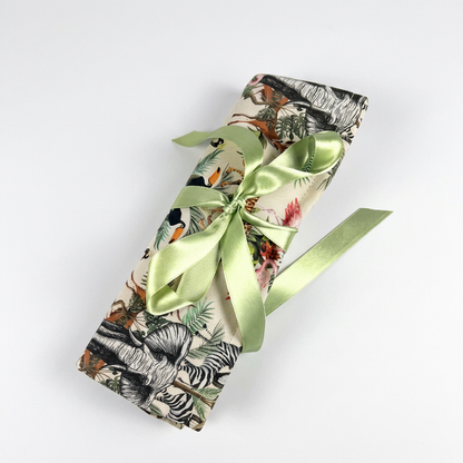 Roll-Up Pencil Case with African Animal Print 1 Pencil Wrap for Pens, Markers & Paint Brushes